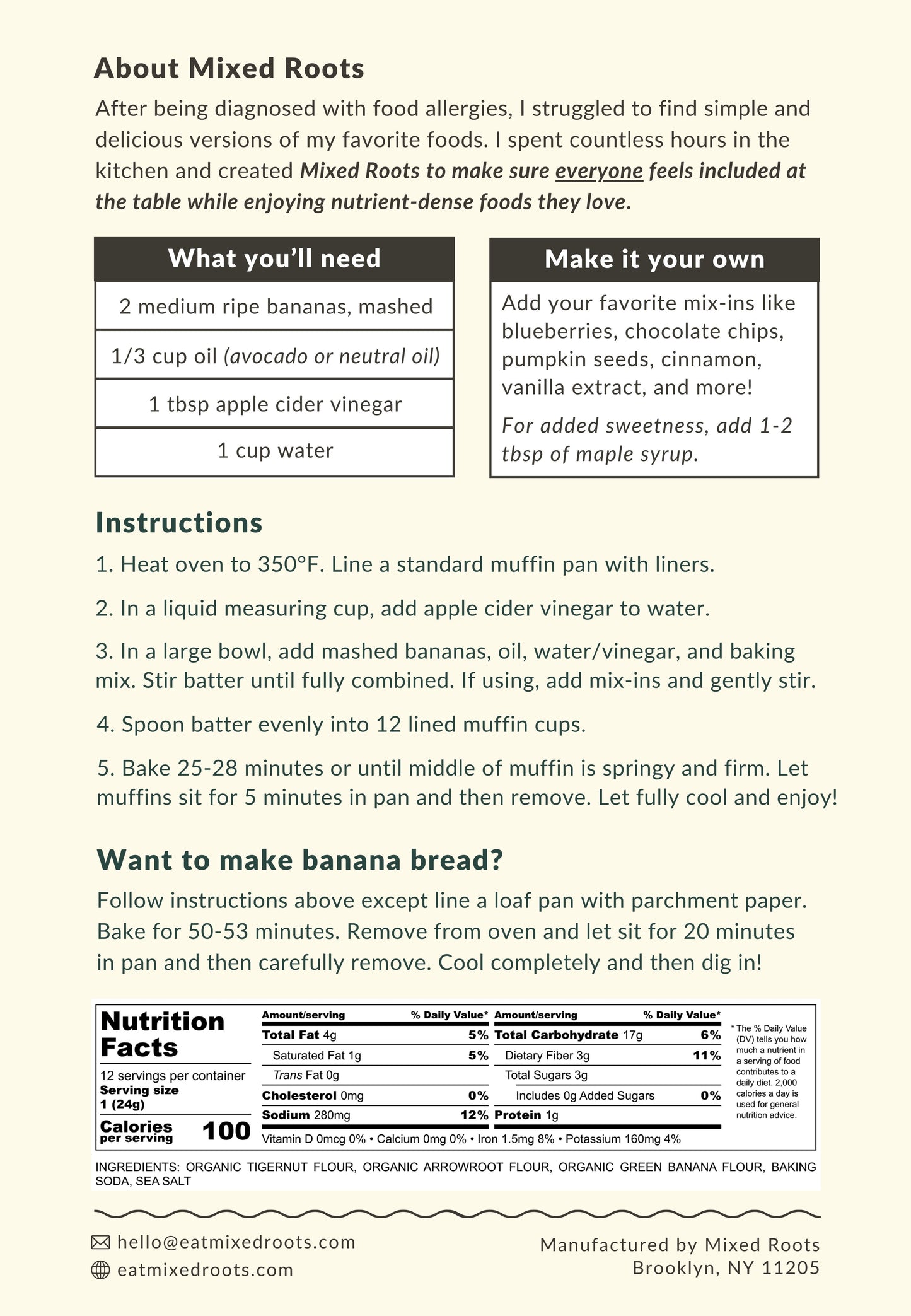 Banana Tigernut - Vegan Grain-Free Muffin & Bread Mix