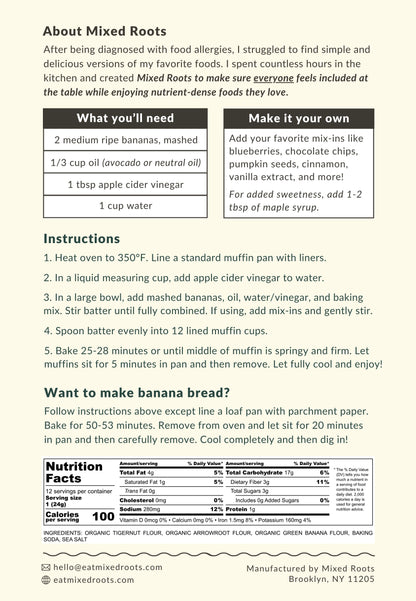Banana Tigernut - Vegan Grain-Free Muffin & Bread Mix